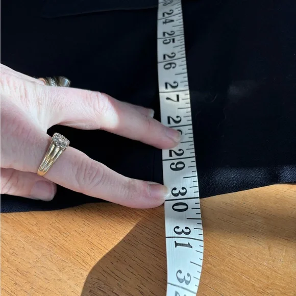 Oscar by Oscar De La Renta navy blue wool and leather trim pant suit 18W read - Picture 10 of 14